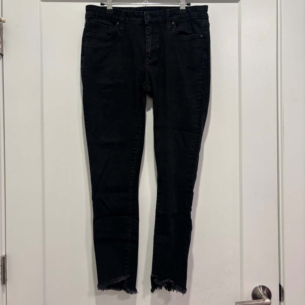 Joes Jeans Womens 30 Black Skinny Ankle Frayed Step Hem Denim Pants BPSN4M5924